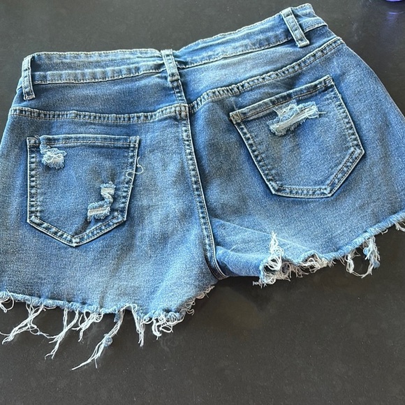 Distressed Blue Denim Shorts - Picture 6 of 8